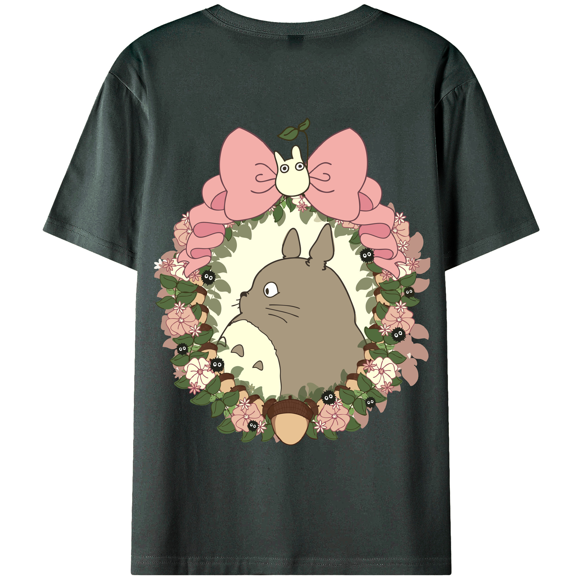 （画像用） となりのトトロ 草壁メイ 草壁サツキ My Neighbor Totoro Satsuki Kusakabe Mei Kusakabe 綿100％ メンズ半袖Tシャツ（バックプリント） 通気性